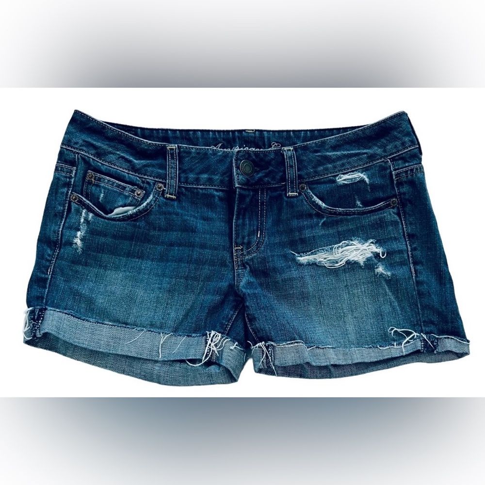 American Eagle Cut Off Jean Shorts Women’s Blue 4 Denim Stretch
